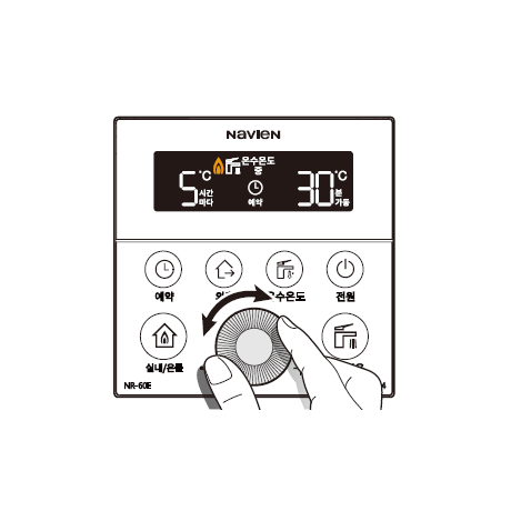 다이얼을 돌려 몇 시간마다 난방 할 지 맞추세요.