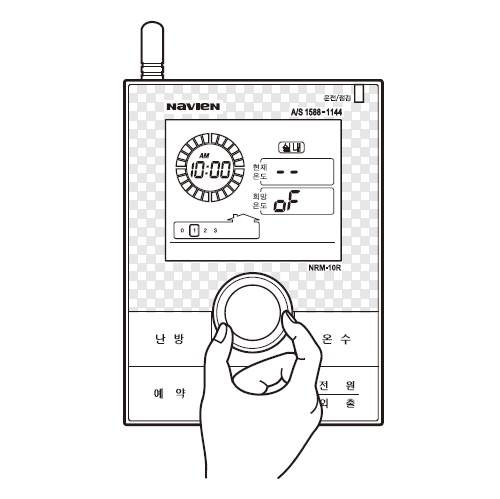 다이얼을 오른쪽으로 돌려 각방온도조절기를 OFF으로 선택하세요